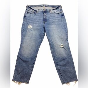 Old Navy Women’s High Rise OG Light Blue Straight Jeans with Distressed Details